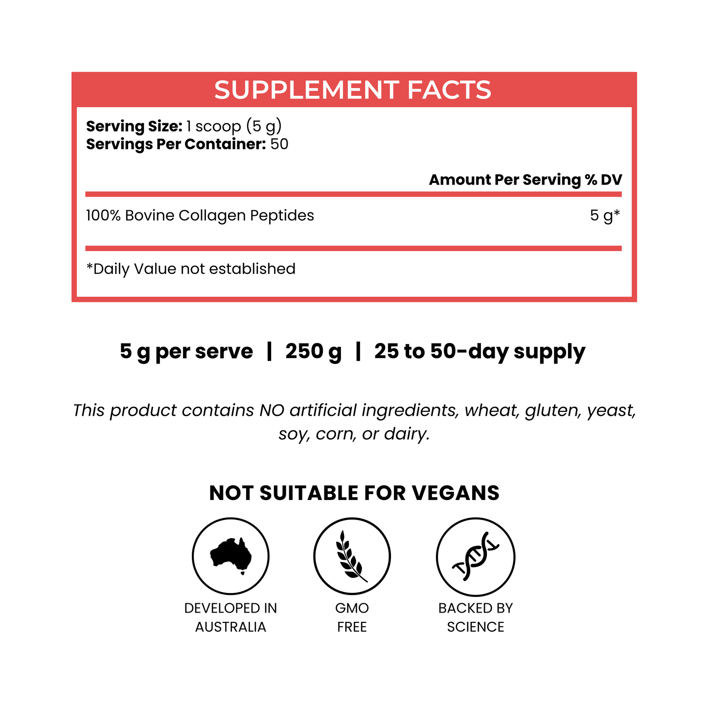 Bovine Collagen Peptides Unflavoured Powder