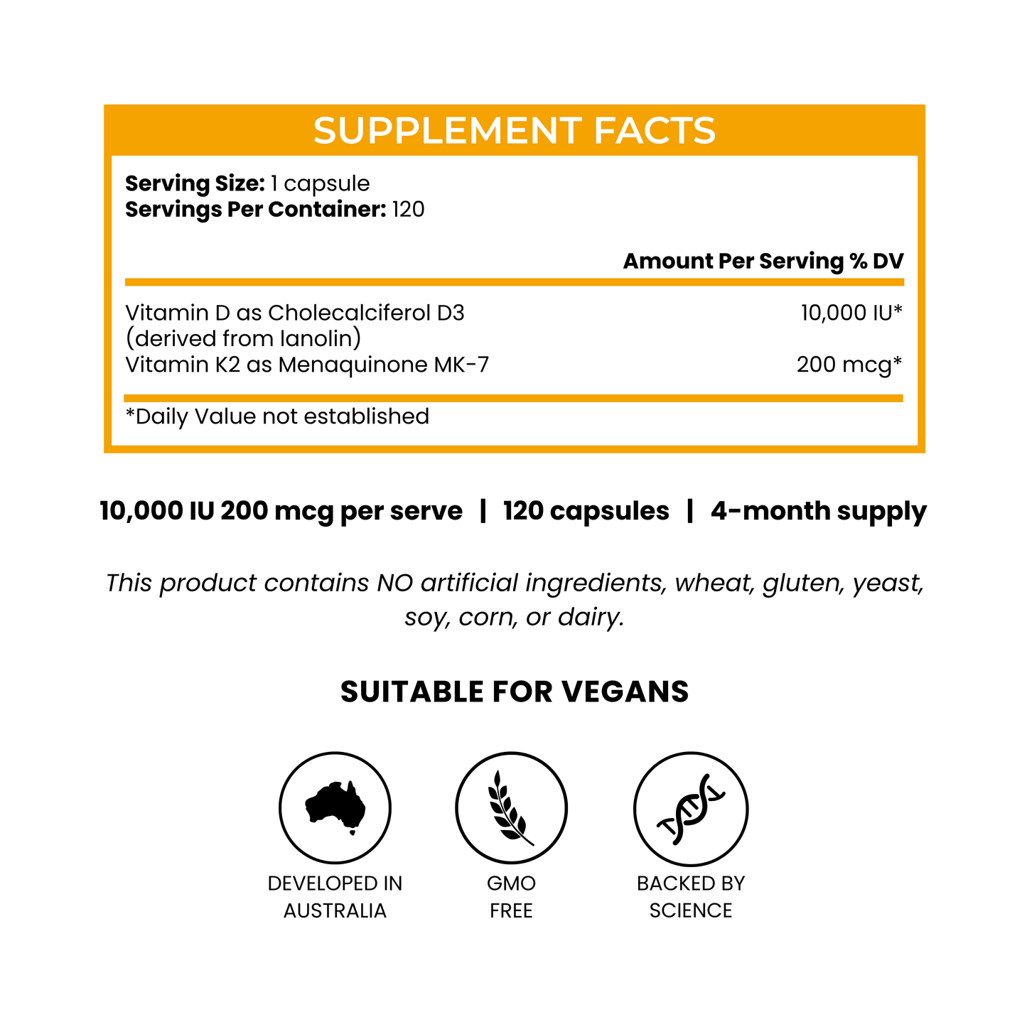 Vitamin D3 + K2 High Strength