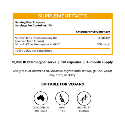 Vitamin D3 + K2 High Strength